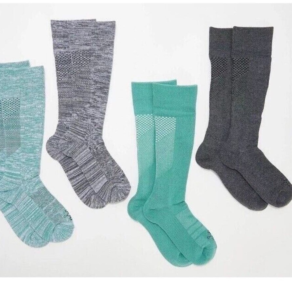 Tommy Copper Men's Stylish Gray and Teal compression Socks Collection (4 pack)